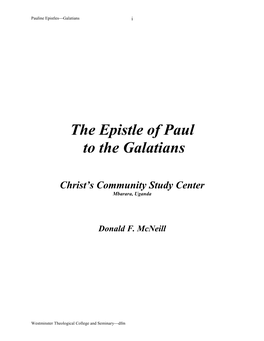 The Epistle to the Galatians