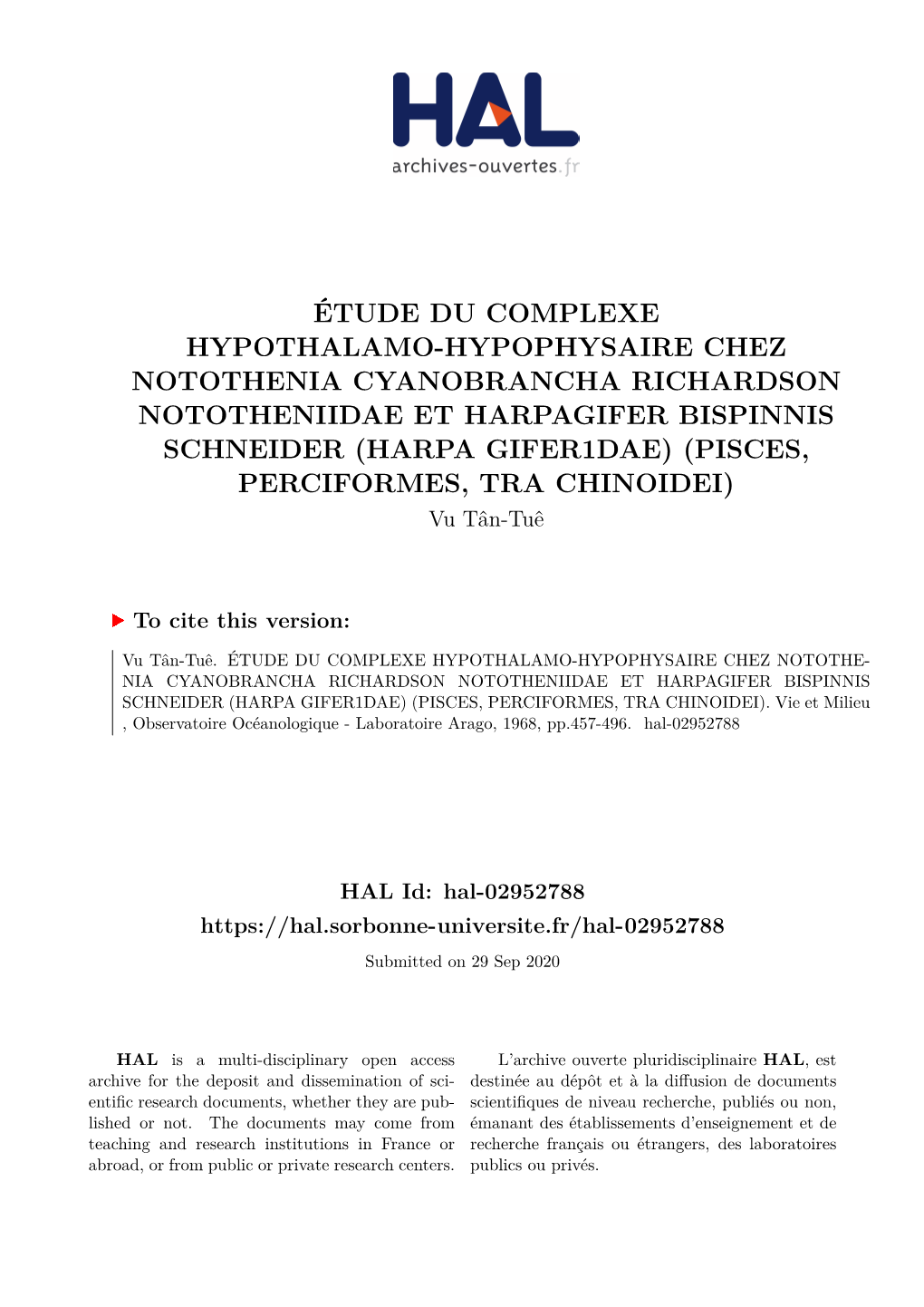 Étude Du Complexe Hypothalamo-Hypophysaire