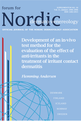 Flemming Andersen Development of an In-Vivo Test Method for Evaluation of the Effect of Anti-Irritants in the Treatment of Irritant 1