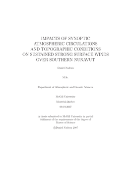 Impacts of Synoptic Atmospheric Circulations and Topographic Conditions on Sustained Strong Surface Winds Over Southern Nunavut