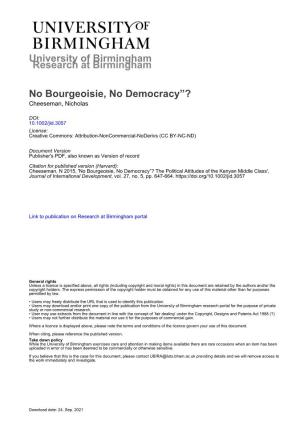 No Bourgeoisie, No Democracy? the Political