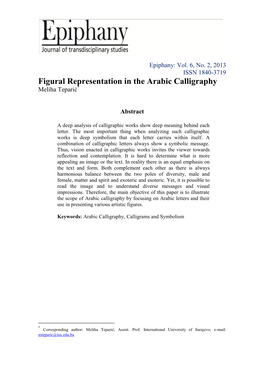 Figural Representation in the Arabic Calligraphy Meliha Teparić*
