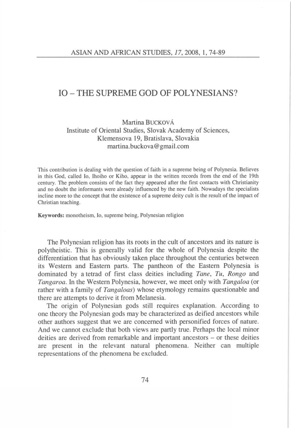 10 - the Supreme God of Polynesians?