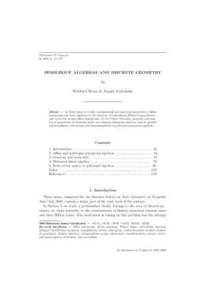 SEMIGROUP ALGEBRAS and DISCRETE GEOMETRY By