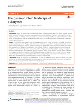 The Dynamic Intein Landscape of Eukaryotes Cathleen M