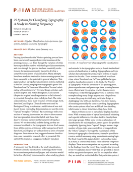 25 Systems for Classifying Typography: a Study in Naming Frequency Taylor Childers, Jessica Griscti, and Liberty Leben