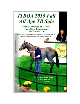 ITBOA 2015 Fall All Age TB Sale Sunday, October 18 ~ 1 P.M