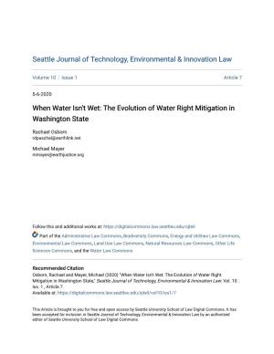 The Evolution of Water Right Mitigation in Washington State