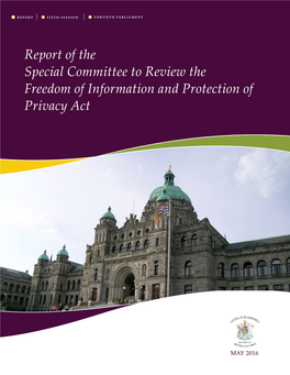 Report of the Special Committee to Review the Freedom of Information and Protection of Privacy Act