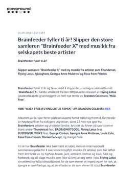 Brainfeeder Fyller Ti År! Slipper Den Store Samleren "Brainfeeder X" Med Musikk Fra Selskapets Beste Artister