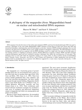 A Phylogeny of the Megapodes (Aves: Megapodiidae) Based on Nuclear and Mitochondrial DNA Sequences