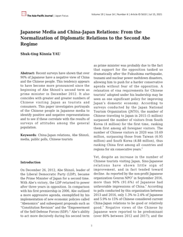 From the Normalization of Diplomatic Relations to the Second Abe Regime