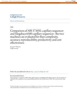 Comparison of ABI 3730XL Capillary Sequencer And
