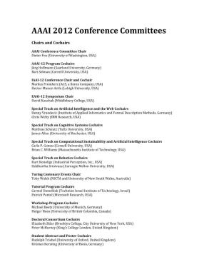 AAAI-12 Conference Committees