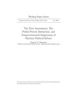 The First Amendment, the Public-Private Distinction, and Nongovernmental Suppression of Wartime Political Debate Gregory P