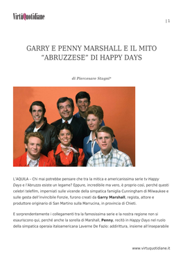 Garry E Penny Marshall E Il Mito &#8220;Abruzzese&#8221