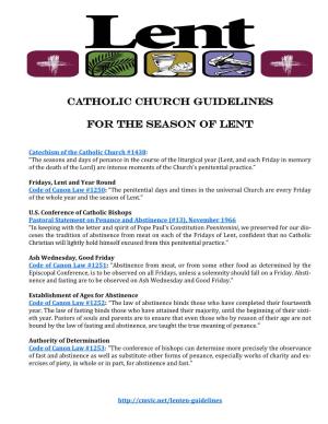 Catholic Church Guidelines for the Season of Lent