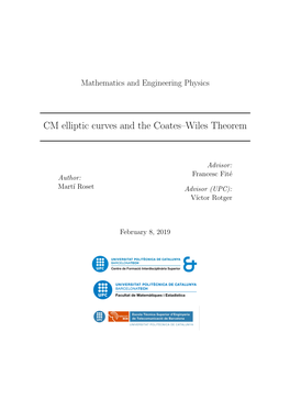 CM Elliptic Curves and the Coates–Wiles Theorem