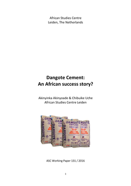 Dangote Cement: an African Success Story?