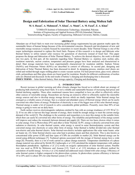 Design and Fabrication of Solar Thermal Battery Using Molten Salt M