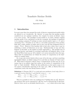 Transfinite Machine Models