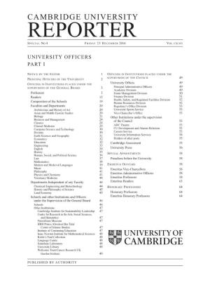 University Officers, Part I, 2016-17, Vol