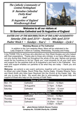 The Catholic Community of Central Nottingham St Barnabas Cathedral