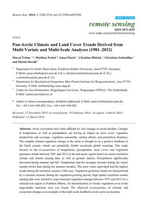 Pan-Arctic Climate and Land Cover Trends Derived from Multi-Variate and Multi-Scale Analyses (1981–2012)