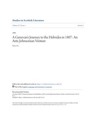 A Genevan's Journey to the Hebrides in 1807: an Anti-Johnsonian Venture Hans Utz