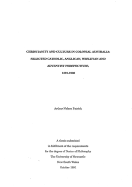 Christianity and Culture in Colonial Australia