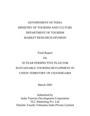 Government of India Ministry of Tourism and Culture Department of Tourism Market Research Division