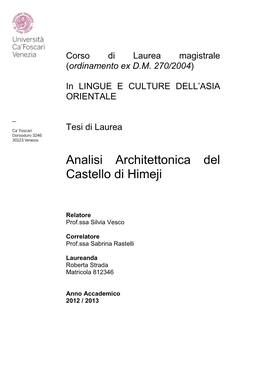 Analisi Architettonica Del Castello Di Himeji