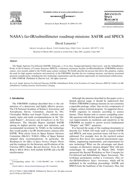 NASA's Far-IR/Submillimeter Roadmap Missions: SAFIR and SPECS