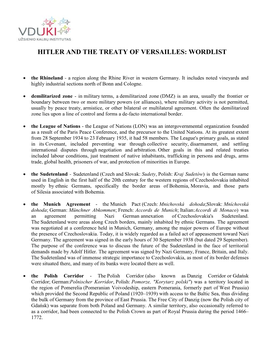 Hitler and the Treaty of Versailles: Wordlist