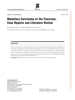 Medullary Carcinoma of the Pancreas: Case Reports and Literature Review