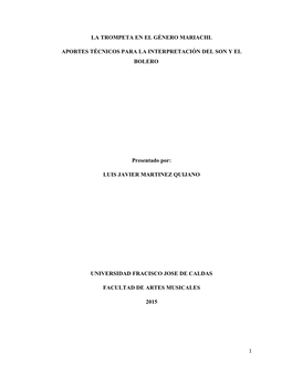 La Trompeta En El Género Mariachi. Aportes Técnicos