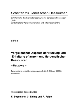 Schriften Zu Genetischen Ressourcen