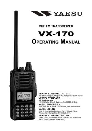 Vx-170 Operating Manual