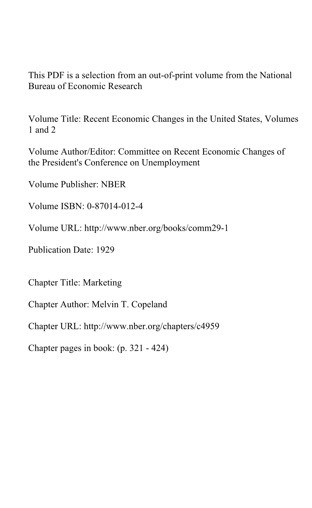 This PDF Is a Selection from an Out-Of-Print Volume from the National Bureau of Economic Research