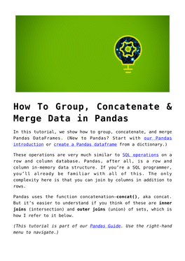 How to Group, Concatenate &#038; Merge Data