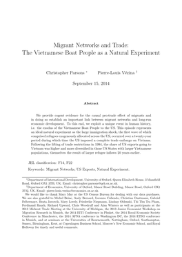 Migrant Networks and Trade: the Vietnamese Boat People As a Natural Experiment