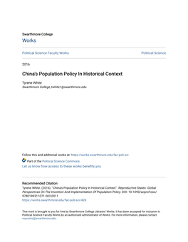 China's Population Policy in Historical Context