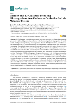 Isolation of Β-1, 3-Glucanase-Producing Microorganisms from Poria Cocos Cultivation Soil Via Molecular Biology