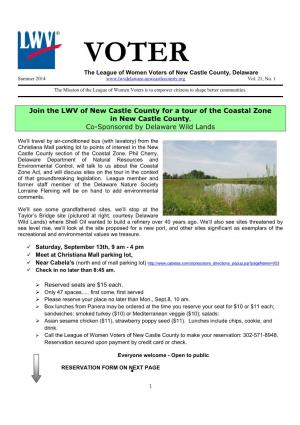 Join the LWV of New Castle County for a Tour of the Coastal Zone in New Castle County, Co-Sponsored by Delaware Wild Lands