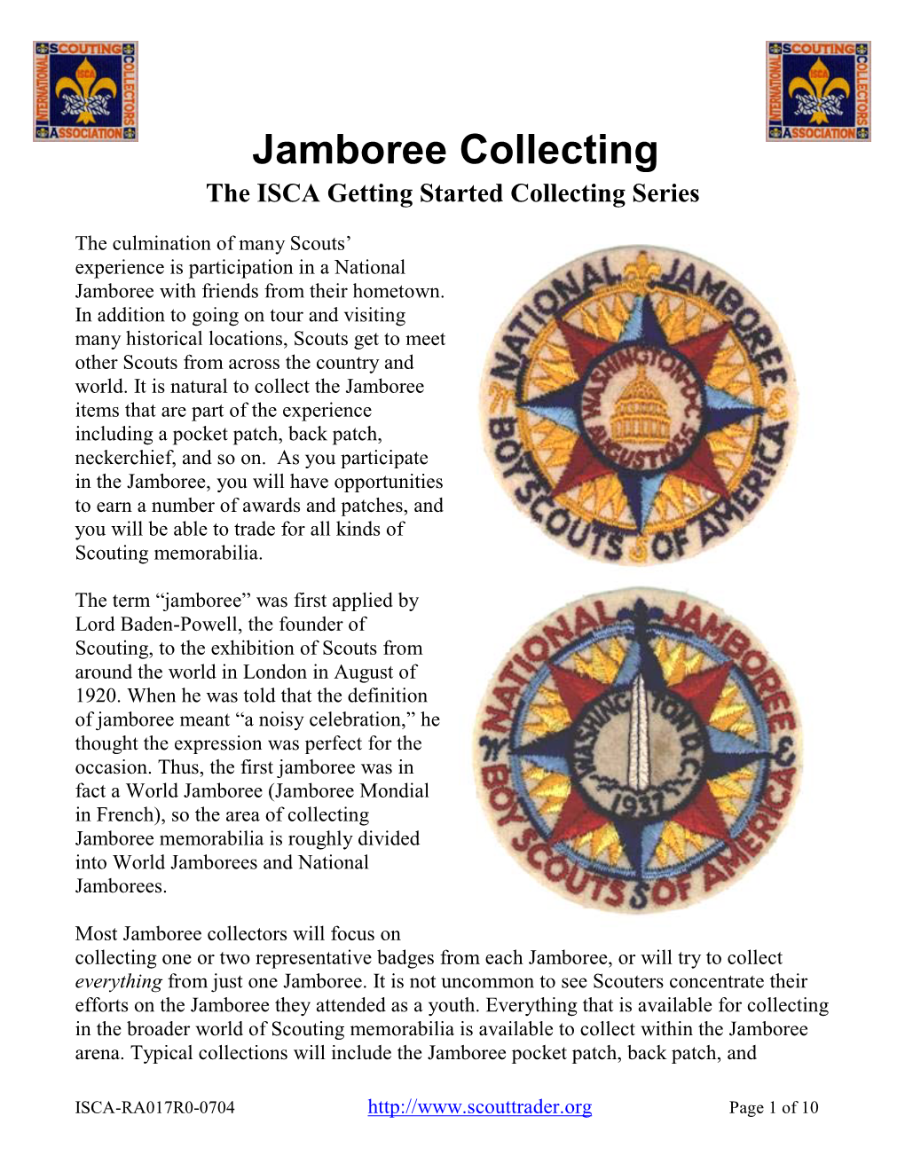 Jamboree Collecting the ISCA Getting Started Collecting Series