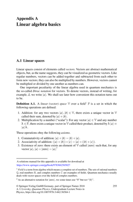 Appendix a Linear Algebra Basics