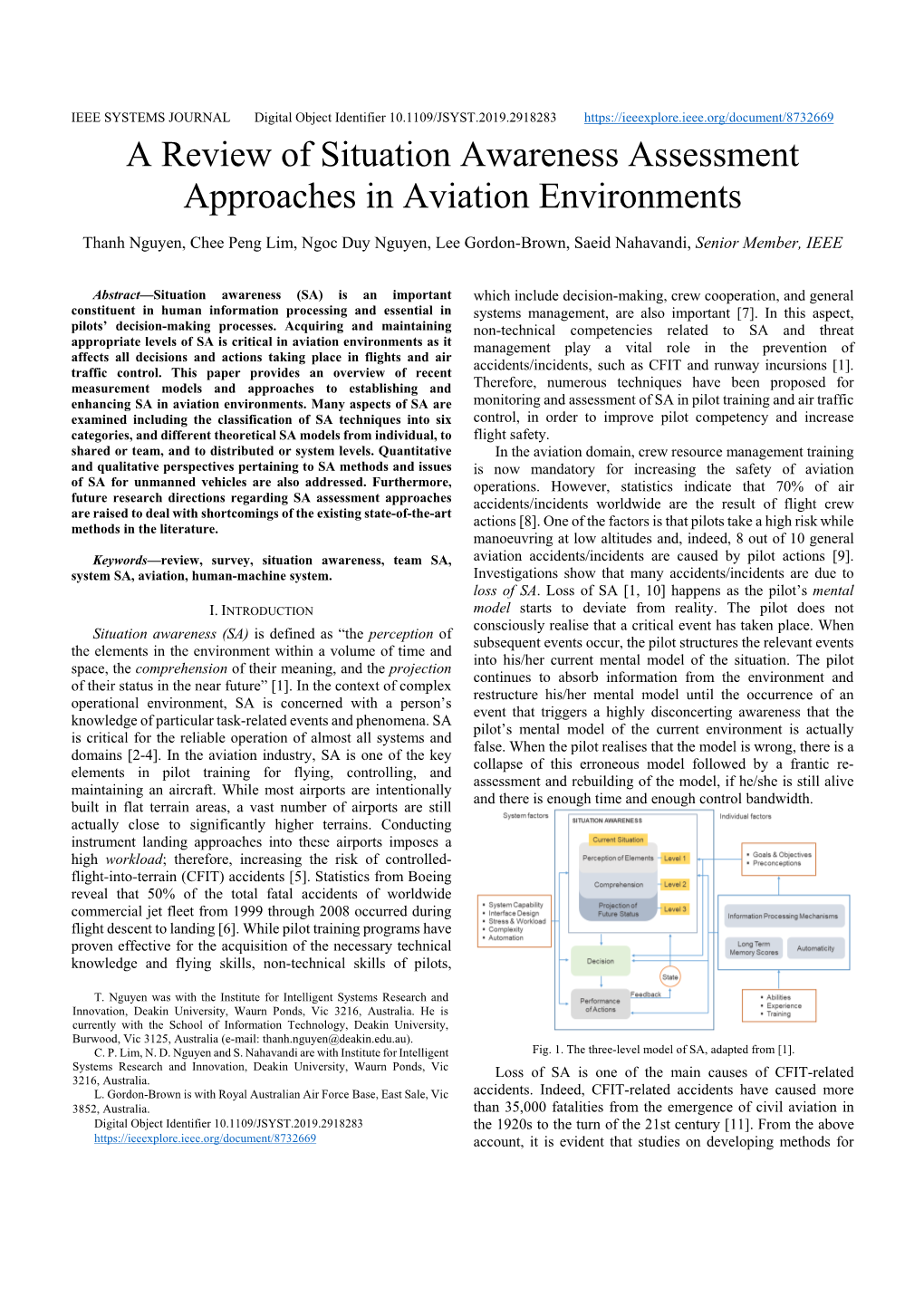 A Review of Situation Awareness Assessment Approaches in Aviation Environments