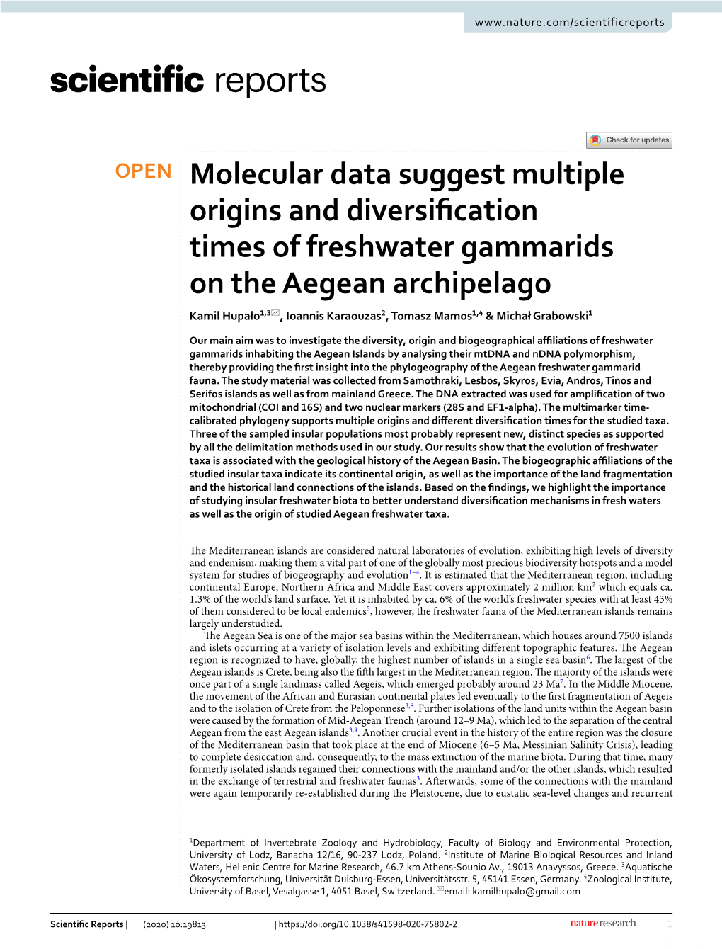 Molecular Data Suggest Multiple Origins and Diversification Times Of