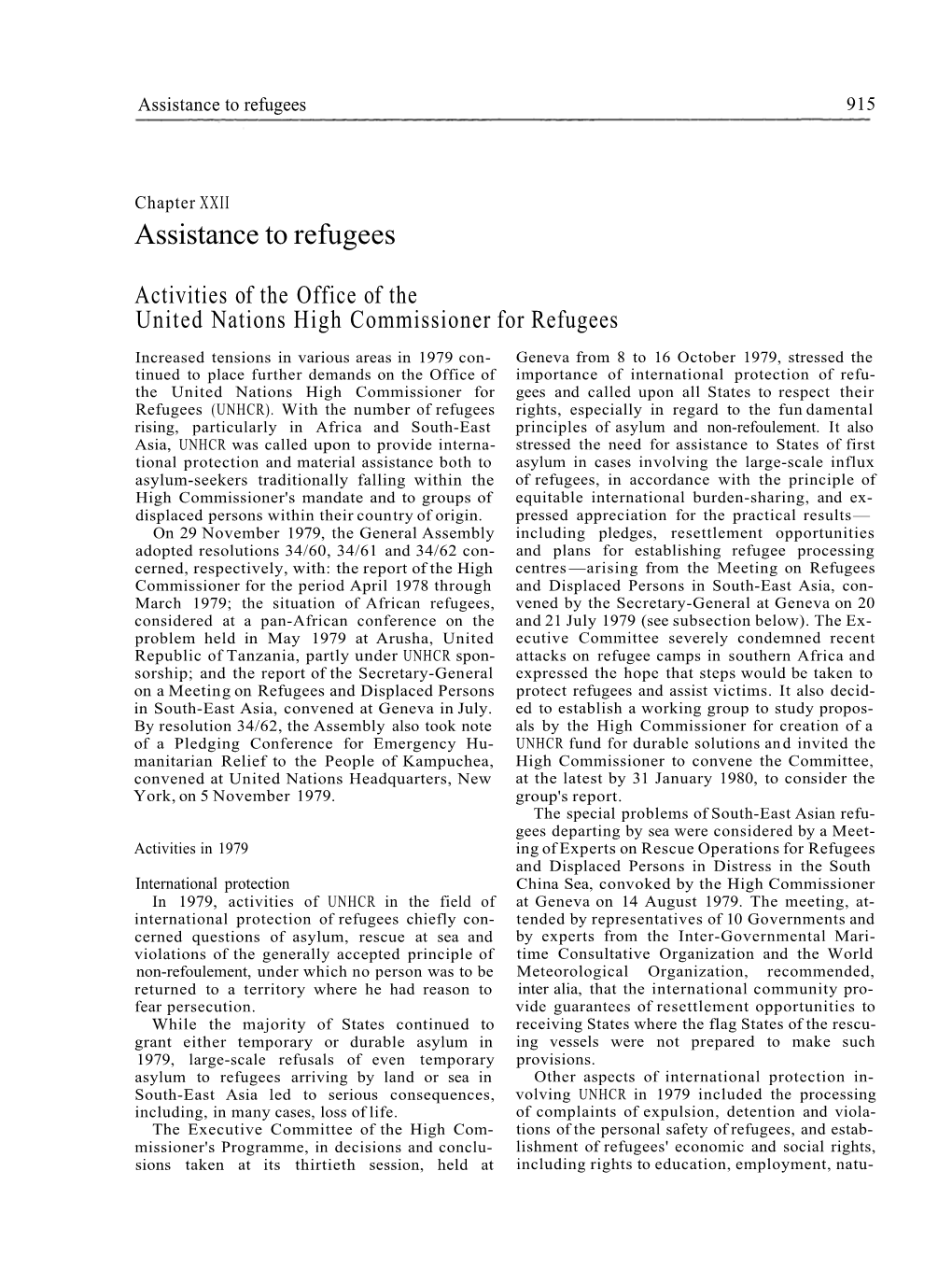 [ 1979 ] Part 1 Sec 2 Chapter 22 Assistance to Refugees