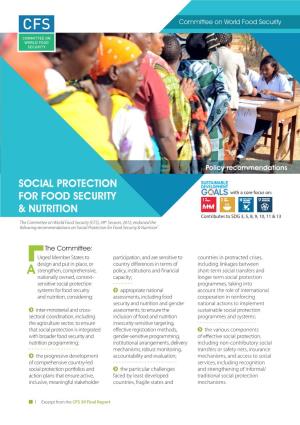 Social Protection for Food Security and Nutrition, Through Inter-Alia